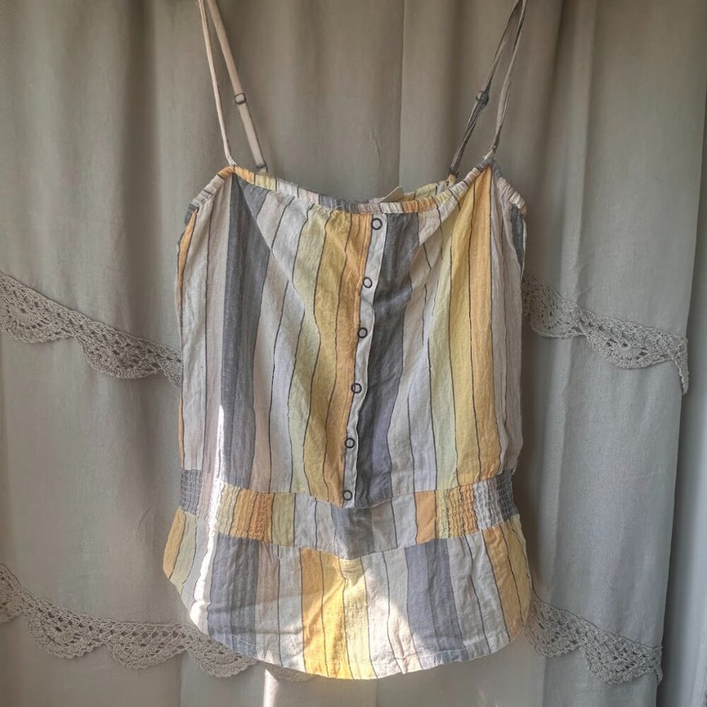 Billabong Womens Striped Tank Tube Top Removable Straps Snap Buttons